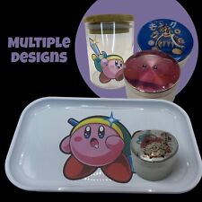 Pink Eating Monster Cartoon Videogame Herb Grinder, Stash Jar, Rolling Tray Set picture