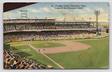 c1930s Crosley Field Cincinnati Reds Stadium Bird's Eye View Ohio VTG Postcard picture