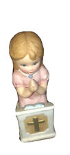 Vintage Russ Berrie Praying Little Girl  Ceramic Figurine 4.25 Tall picture