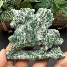 Natural qinghai jade unicorn  Crystal skull Carved Healing Stone  Decor 195g picture