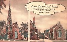 Vintage Postcard Grace Church and Center Evans Memorial Chapel Denver Colorado picture