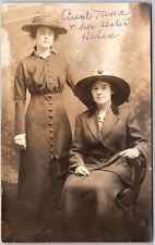 Portrait, Aunt Nina and Her Sister Helen, Black & White, RPPC, Vintage Postcard picture