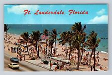 Ft Lauderdale FL-Florida, Ft Lauderdale Beach, Sun Bathing, Vintage Postcard picture