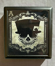 Ace of Spades Skull Top Hat Halloween Small Black Case Card Money Holder  picture