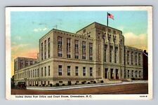 Greensboro NC-North Carolina, Post Office, Court House Vintage c1942 Postcard picture