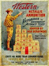 WESTERN CARTRIDGE CO GUN AMMUNITION HEAVY DUTY USA MADE METAL ADVERTISING SIGN picture