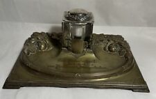 Antique German Brass and Silver Inkwell dated March 15 1921 With Ink Holder picture