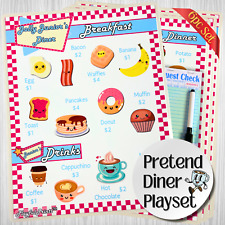 PlayfulPrints Pretend Diner Menus For Play Food, Resturant Menu Playset For Kids picture