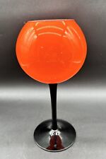 Vintage Empoli Orb Cased Glass Orange Black Stem Tango Glass Snifter 11.5in picture