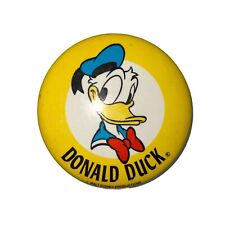 Walt Disney Productions Donald Duck Pinback Button Vintage Metal Yellow White picture