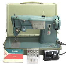 1960's SINGER 327K Precision Heavy Duty Zigzag Sewing Machine Green Pedal & Case picture