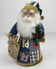 Vintage 90's Boho Santa Claus, Country Patchwork Santa, 8 1/2 in. Tall picture
