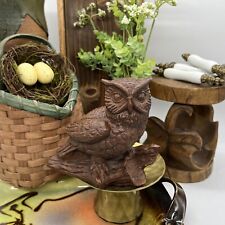 Red Mill USA Vintage Wood composite owl figurine brown on branch #311 picture