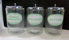 3 VTG Paramount Medical Office Glass Jar Dispensers Cotton Applicators Etc picture