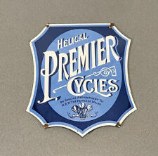 VINTAGE PREMIER CYCLES 14” PORCELAIN SIGN CAR GAS OIL TRUCK AUTOMOBILE picture