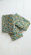 Vintage 1940s uncut 3 full Blue & Green floral cotton feedsack fabric lot picture