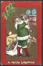 Antique Postcard Christmas Green Santa Clause Tuck's  1910 Postcard picture