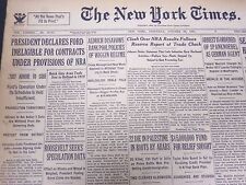 1933 OCTOBER 28 NEW YORK TIMES - PRESIDENT DECLARES FORD INELIGIBLE - NT 5231 picture