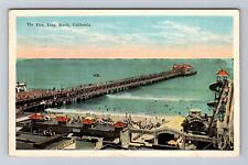 Long Beach CA-California, Pier and Beach, Vintage Postcard picture