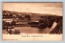 Orange MA-Massachusetts, Aerial View Town & River, c1905 Vintage Postcard picture