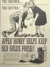 Old Gold Cigarettes Fresh Apple Honey Sergeant Kisses Lady Vintage Print Ad 1944 picture