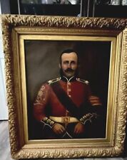 ANTIQUE 1800’S SIGNED?OIL ON CANVAS 35”X 40”PORTRAIT OF ROYAL OFFICER GILT FRAME picture