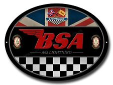 BSA A65 LIGHTNING OVAL METAL SIGN.OFFICIALLY LICENSED B.S.A PRODUCT. © &™ BSA picture