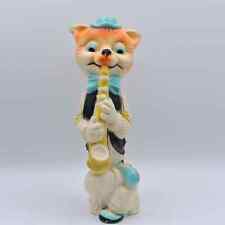 Vintage 1960s Alan Jay Clarolyte Cat Playing Saxophone Rubber Squeaky Toy picture