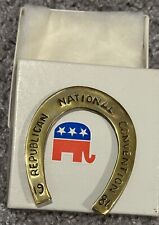 Republican National Convention 1984 Brass Horseshoe Paperweight W/ Original Box picture
