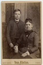 Woman in glasses and Boy Vintage Photo by Van Alstine , Red Oak , Iowa picture
