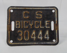 Vintage C S Bicycle License Plate 30444 picture