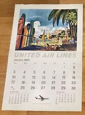 Jan 1965 Mid-Century UNITED AIRLINES Calendar w/ Stunning Millard Sheets Print picture