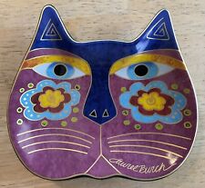 Laurel Burch Cat Face Dish 2007 Trinket Plate Wine Things Pink & Blue picture