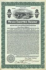 Texas Electric Railway - 1917 dated $1,000 Uncanceled Railroad Gold Bond - Railr picture