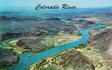 Colorado River Aerial View Hued Mountains Rocky Crags Chrome Vintage Postcard picture