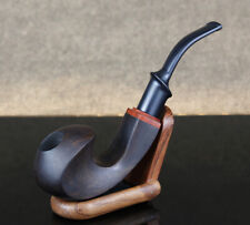 Vintage Ebony Wooden Pipe Bent Smoking Gift Tobacco Pipe Handmade 9mm Filter picture