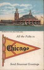 1924 Chicago,IL Recreation Pier,Seen From Lake Cook County Illinois Postcard picture