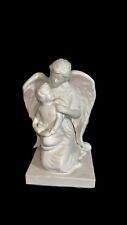 Teleflora Vintage Guardian Angel With Child White Bisque Statue 8” X 6” X 6” picture