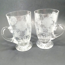 2 Fry Rose Etched Roses on Stem Coffee Cup Mug picture