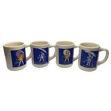 4 Vintage 1914 1921 1956 1968 Morton Salt Girl Coffee Cup Set Mugs. picture