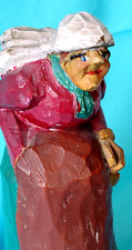 VTG. CARL JOHAN TRYGG-STYLE CARVED WOOD FIGURE - OLD WOMAN IN APRON (NOT SIGNED) picture