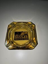 Vintage Sizzler Family Steak House Restaurant Yellow Glass Ashtray Amber picture