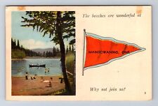 Manitowaning Ontario-Canada, General Beach Greetings, Vintage c1941 Postcard picture