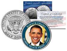 BARACK OBAMA * 2009 NOBEL PEACE PRIZE * Colorized JFK Half Dollar U.S. Coin picture