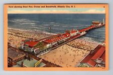 Atlantic City NJ- New Jersey, Aerial Steel Pier, Ocean, Vintage c1951 Postcard picture