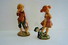 2 Fontanini Depose Italy Figurines Boy and Girl Spider Mark picture