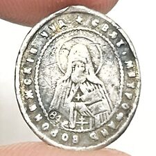 C. 1600-1800’s Antique Russian Orthodox Silver Icon Pendant Europe Christian — A picture