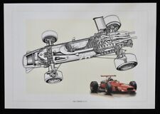 1968 Ferrari 312 Formula 1 D'Alessio Ltd Ed Art Print Cutaway Technical Drawing picture