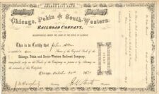 Chicago, Pekin and South Western Railroad Co. - Stock Certificate - Railroad Sto picture