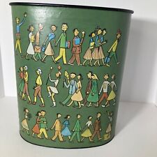 Vintage Rare 1950s MCM Betty Betz Gals & Pals Metal Trash Can Green Small picture